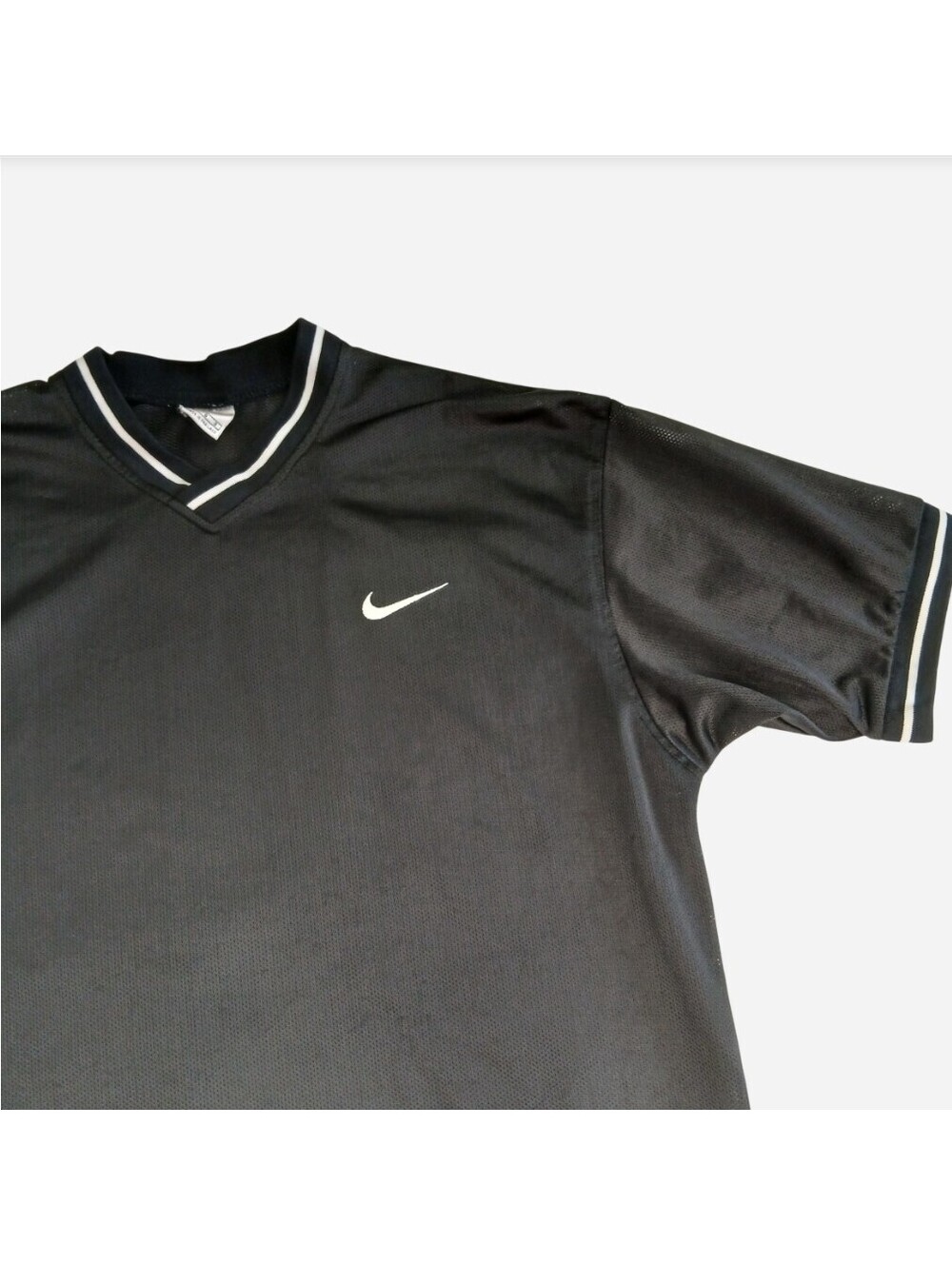 Vintage 90s Nike V-Neck Mesh Shirt Large Black Streetwear Practice Jersey